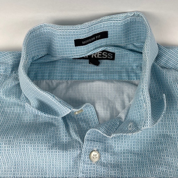 Express Button Up Shirt Mens XL 17-17.5 Modern Fit Blue - Picture 7 of 10